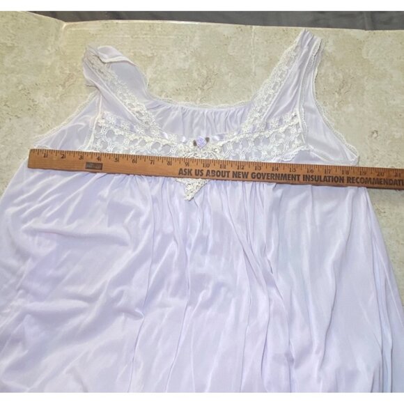 Vintage Lavender Sleeveless Nightgown Lace Accent Floral Detail Coquette Fairy - Picture 4 of 5